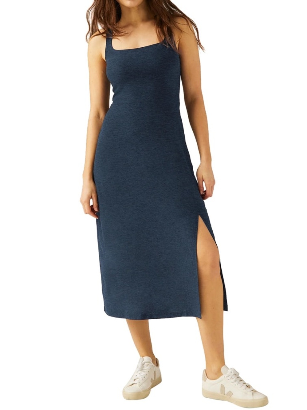 Beyond Yoga Featherweight Getaway Midi Dress Nocturnal Navy. Sk6